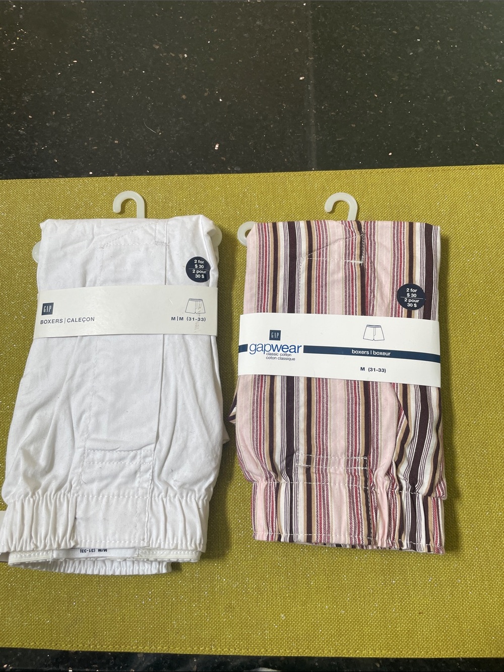GAP Men's 2-Pack Boxers - White & Pink Multi-Stripe
